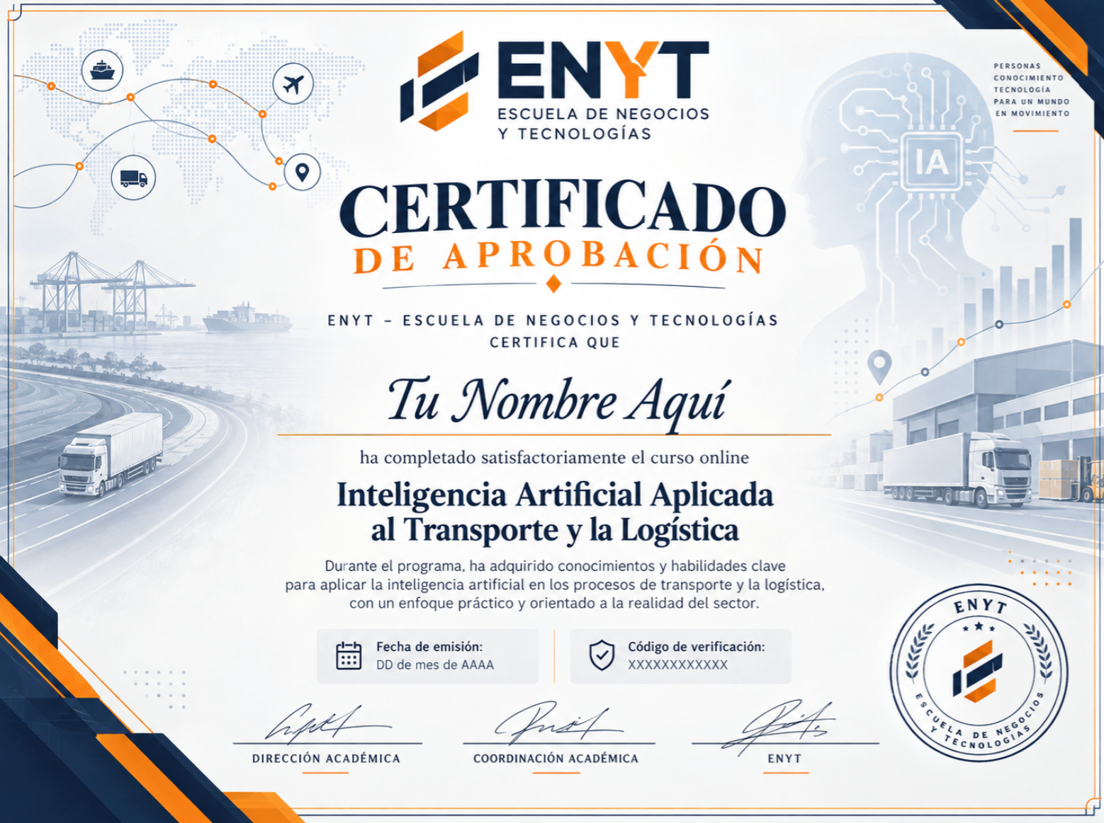 Certificación de Inteligencia Artificial Aplicada al Transporte y la Logística